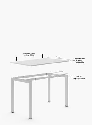 Imagen 2 del producto Base de Escritorio Neo Extensible 140 - 200 x 70 Gris claro