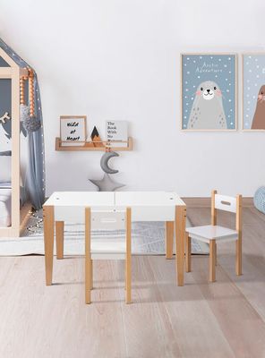 Imagen 2 del producto Pack Infantil 1 Mesa 2 sillas Santino Natura/Blanco