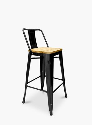 Imagen 2 del producto Taburete medio 66 Tolix madera c/ resp Negro