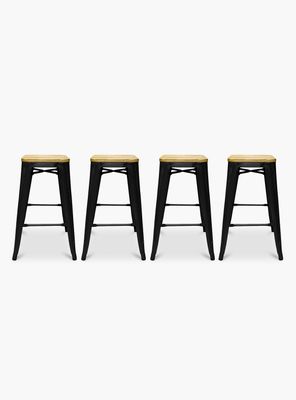 Pack 4 Tolix Taburetes 66 Madera Negro