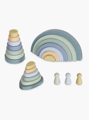 Figuras Apilables Infantil de Madera Celeste