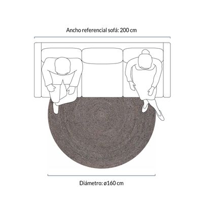 Imagen 2 del producto Alfombra redonda Yute Gobi ⌀160 Gris