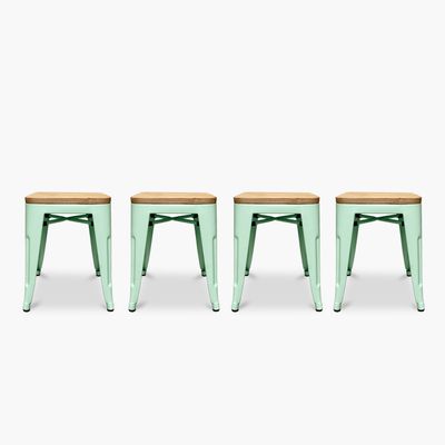 Pack 4 Pisos Tolix Asiento Madera Menta