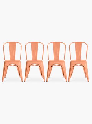 Pack 4 Sillas Tolix Asiento Metal Coral