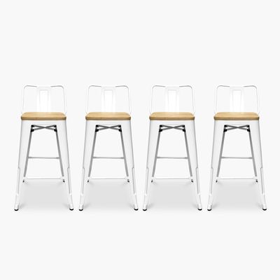 Pack 4 Tolix Taburetes c/resp 66 Madera Blanco