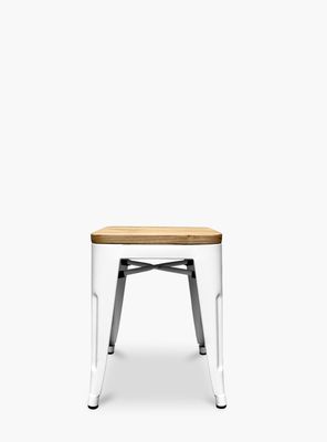 Piso Tolix Asiento Madera Blanco