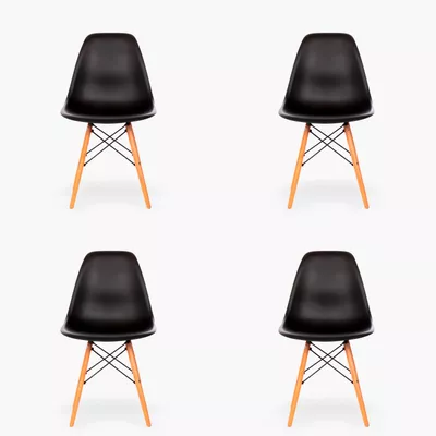 Pack 4 Sillas comedor Eames DSW Negro