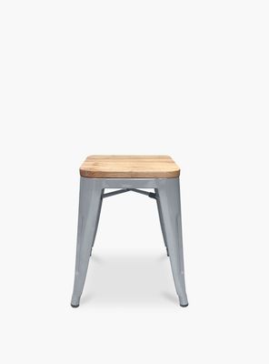 Piso Tolix Asiento Madera Plata