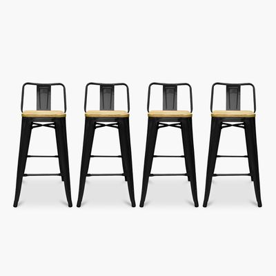 Pack 4 Tolix Taburetes c/resp 66 Madera Negro