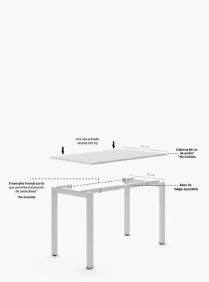 Imagen 2 del producto Base de Escritorio Neo Extensible 120 - 180 x 60 Blanco
