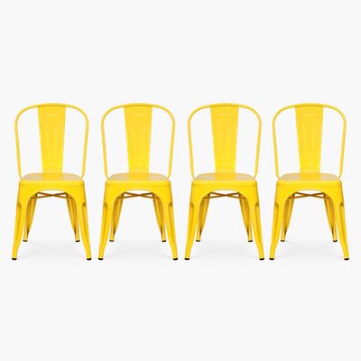 Pack 4 Sillas Tolix Asiento Metal Amarillo