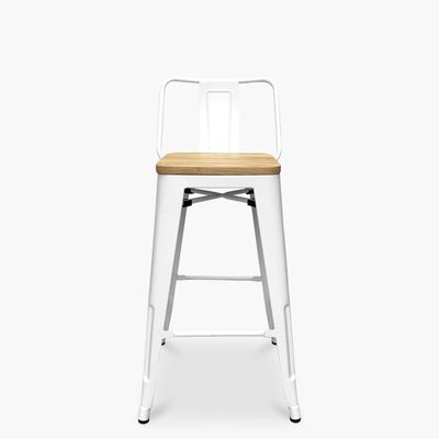 Taburete medio 66 Tolix madera c/ resp Blanco
