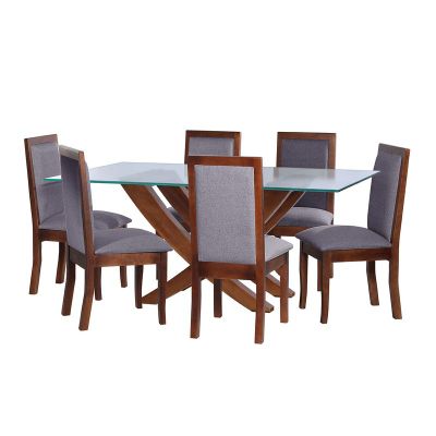 Juego De Comedor Alicante 6 Sillas Girona Lino Gris Oscuro