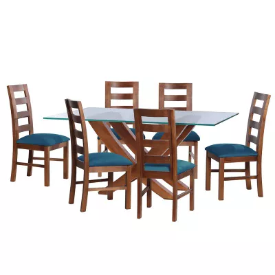 Juego De Comedor Alicante 6 Sillas Granada  Tela Velvet Turquesa