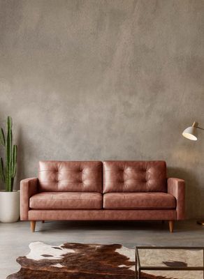 SOFA NAPOLES 3C CUERO KENTUCKY TABACO