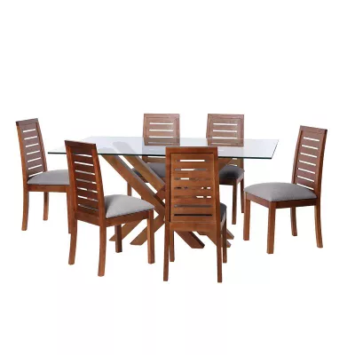 Juego De Comedor Merida 6 Sillas Tenerife Lino Gris Claro