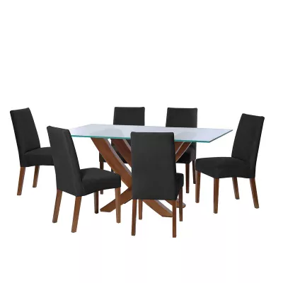 Juego De Comedor Alicante 6 Sillas Cadiz Tela Velvet Negro
