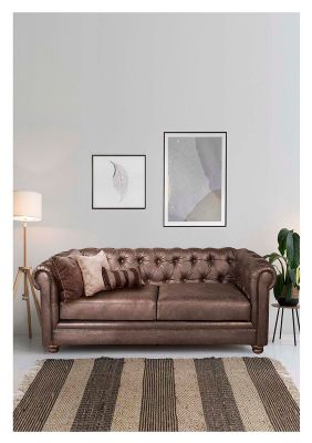 Sofa Florencia 2 Cuerpos Cuero Colorado Marron