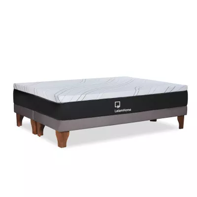 CAMA ZEN TOP FOAM SOFT TELA GRIS KING
