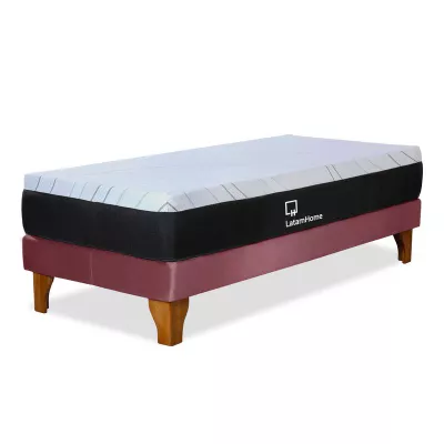CAMA ZEN TOP FOAM HYBRID TELA PALO ROSA 1PZA