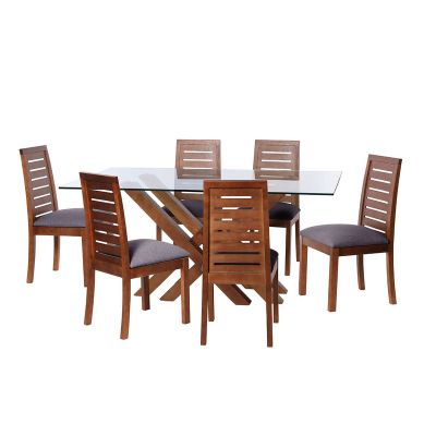Juego De Comedor Merida 6 Sillas Tenerife Lino Gris Oscuro