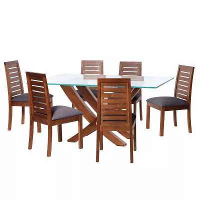 Juego De Comedor Alicante 6 Sillas Tenerife Lino Gris Oscuro