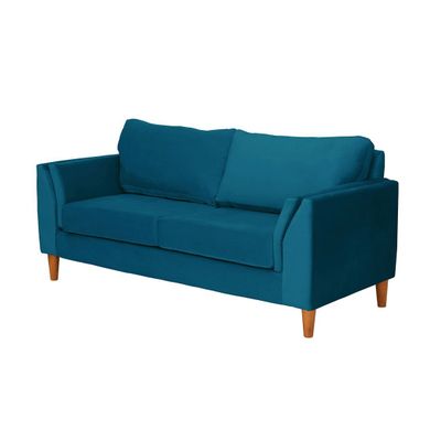 Imagen 2 del producto Sofá Milan 2C Tela Velvet Azul Petroleo Con Asiento de Resortes Pocket