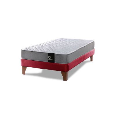 Imagen 2 del producto Cama Europea Zen Best 1.5 Plaza Colchon Resortes Base Dividida Tela Burdeo