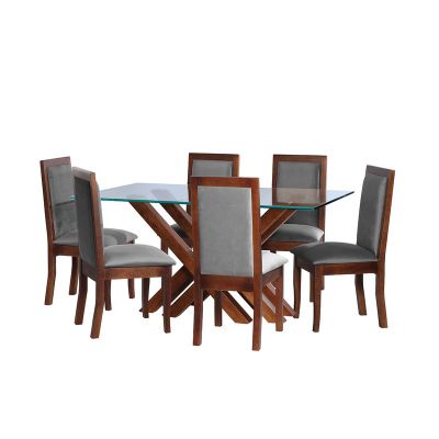Imagen 1 del producto Juego De Comedor Merida 6 Sillas Girona Tela Velvet Gris