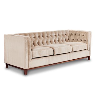 Imagen 2 del producto Sofá Roma 3 Cuerpos Capitoné Tela Velvet Beige
