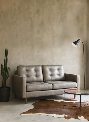 SOFA NAPOLES 2C CUERO KENTUCKY GRIS