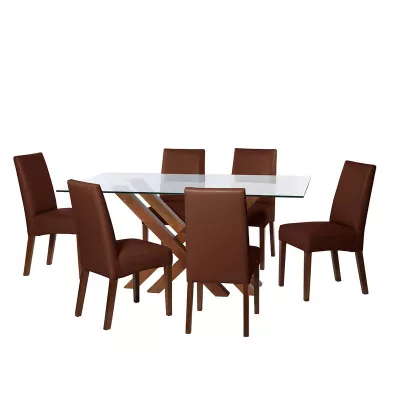 Juego De Comedor Merida 6 Sillas Cadiz Pu Chocolate
