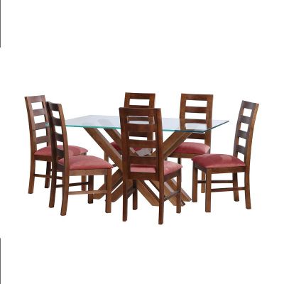 Juego De Comedor Merida 6 Sillas Granada Tela Velvet Palo Rosa