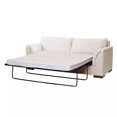 Sofá Cama Milan 2PL Lino Blanco Con Asiento de Resortes Pocket