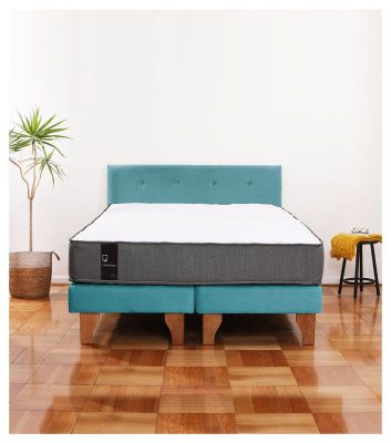 Cama Europea Zen Best Tela Velvet Turquesa 2 Plazas + Respaldo