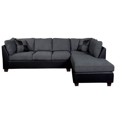 Imagen 2 del producto SECCIONAL PADUA DER PU NEGRO/TELA VELVET GRIS
