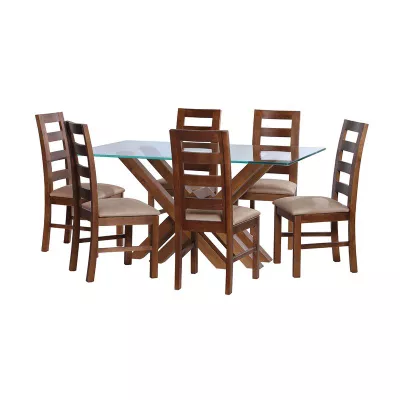 Juego De Comedor Merida 6 Sillas Granada Cuero Kentucky  Beige