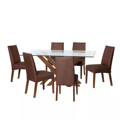 Juego De Comedor Merida 6 Sillas Cadiz Cuero Kentucky Cafe Moro