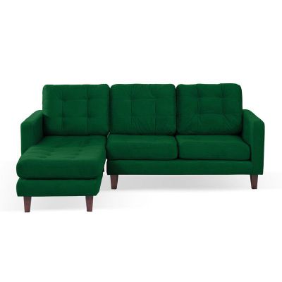 Sofa Chaiselong Izq Napoles Tela Velvet Verde