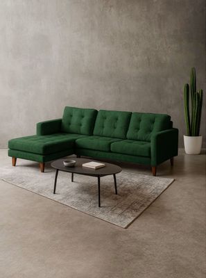 Sofa Chaiselong Izq Napoles Tela  Velvet  Verde