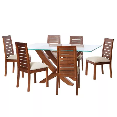 Juego De Comedor Alicante 6 Sillas Tenerife Lino Blanco