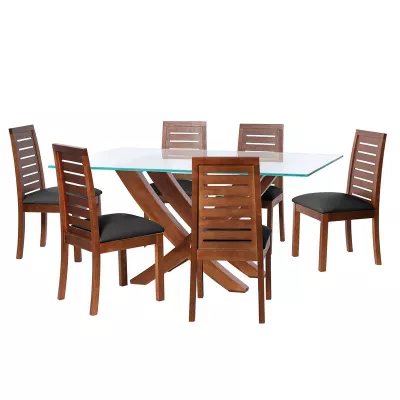 Juego De Comedor Alicante 6 Sillas Tenerife Pu Negro
