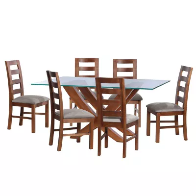 Juego De Comedor Alicante 6 Sillas Granada  Tela Velvet Gris