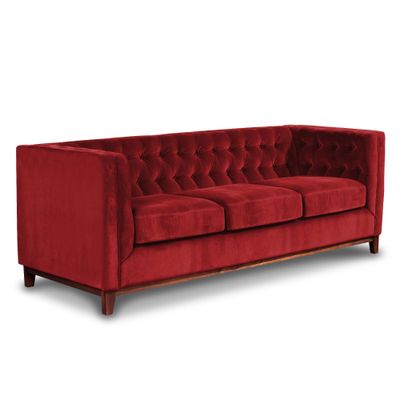 Imagen 2 del producto Sofá Roma 3 Cuerpos Capitoné Tela Velvet Burdeo