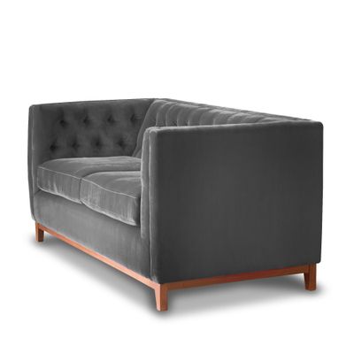 Imagen 2 del producto Sofá Roma 2 Cuerpos Capitoné Tela Velvet Gris