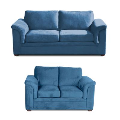 LIVING ANCONA 3-2 TELA VELVET AZUL PETROLEO