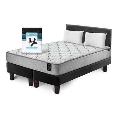 Imagen 2 del producto Combo Cama Cannon 2 Plazas Textil + Respaldo Tela Gris