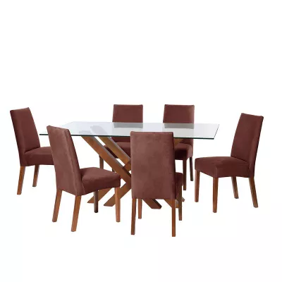 Juego De Comedor Merida 6 Sillas Cadiz Tela Velvet Chocolate