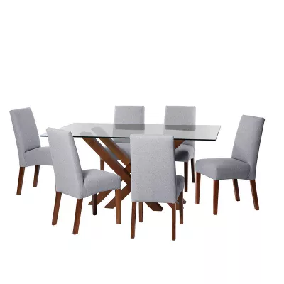 Juego De Comedor Merida 6 Sillas Cadiz Lino Gris Claro