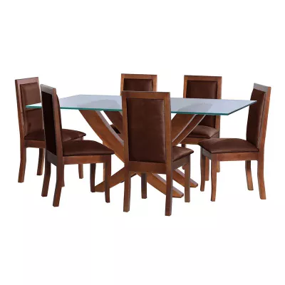 Juego De Comedor Alicante 6 Sillas Girona Cuero Kentucky Cafe Moro